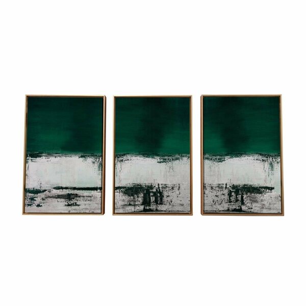 Palacedesigns Deep Green, Black & White Abstract Canvas Wall Art - 3 Piece PA3106468